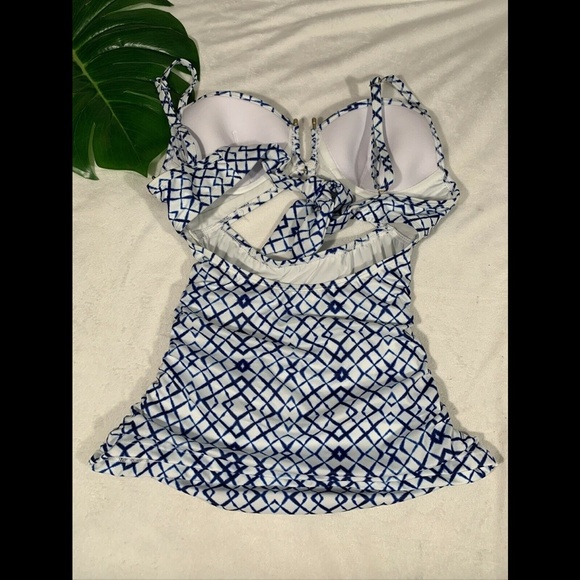 NEW A Che Mae Cutout Print Bandeau Tankini Top - Picture 7 of 9